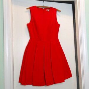 BB Dakota Red Corduroy Sleeveless Scoop Neck Fit & Flare Pleated Dress Sz 6